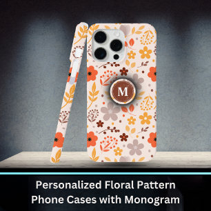 Gepersonaliseerd bloemmotief met monogram naam iPhone 15 pro max hoesje