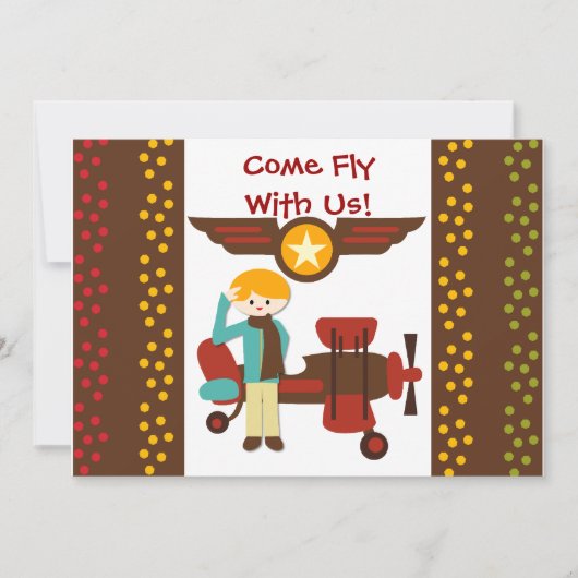 Gepersonaliseerd blond Boy Pilot Birthday-uitnodig Kaart (Voorkant)