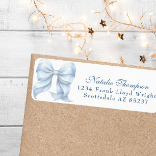 Gepersonaliseerd Blue Bow Retour Mailing Adres Etiket