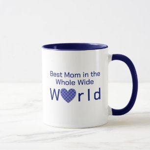 Gepersonaliseerd Blue Checkered Heart World's Best Mok