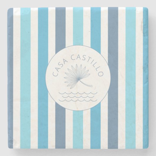 Gepersonaliseerd Blue Stripe Stone Onderzetter (Voorkant)