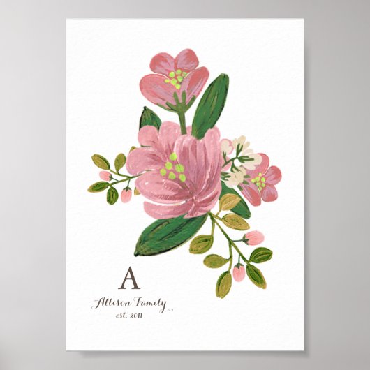 Gepersonaliseerd | Blush Bouquet Art Print 5x7 (Voorkant)