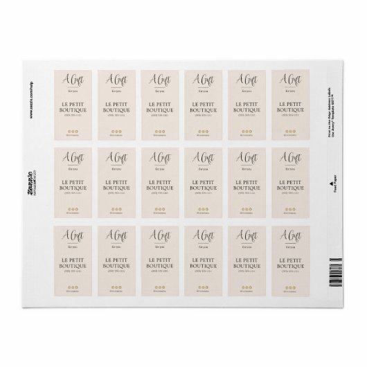 Gepersonaliseerd Blush Business Name Sanitizer Lab Etiket (Full Sheet)