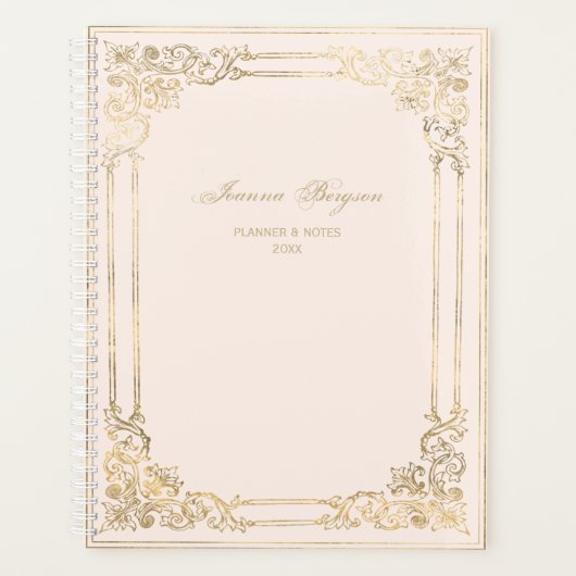 Gepersonaliseerd Blush  Goud Lijst Script 2024 Planner (Voorkant)