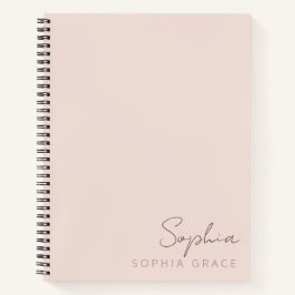 Gepersonaliseerd Blush roze moderne monogram naam Notitieboek
