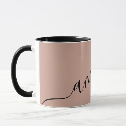 Gepersonaliseerd Blush roze roze roodbruin zwart Mok (Links)
