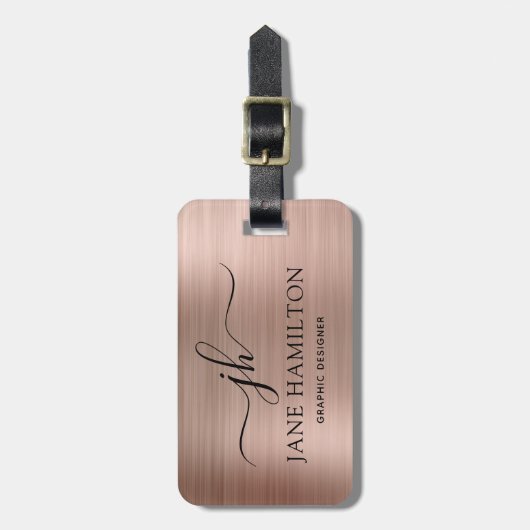 Gepersonaliseerd Blush roze script Bagagelabel (Voorkant verticaal)