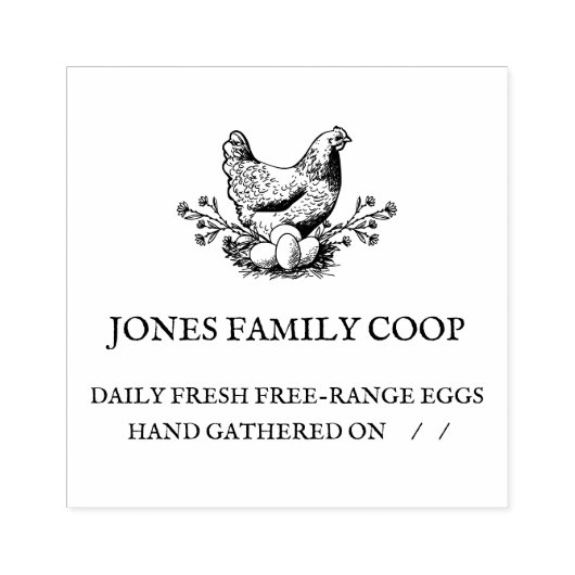 Gepersonaliseerd Boerderij Fresh Eggs Custom Chick Rubberstempel (Afrduk)