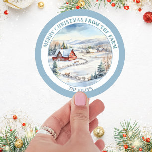 Gepersonaliseerd Boerderij House Theme Blue Christ Ronde Sticker