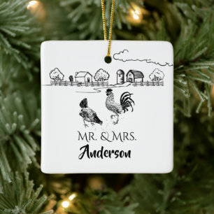 Gepersonaliseerd Boerderij van de heer & mevrouw C Keramisch Ornament