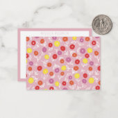 Gepersonaliseerd Boho roze Moderne Floral patroon Notitiekaartje (Voorkant / Achterkant in situ)