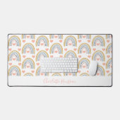 Gepersonaliseerd Boho Waterverf Rainbow-patroon Bureaumat (Keyboard & Muis)