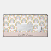 Gepersonaliseerd Boho Waterverf Rainbow-patroon Bureaumat (Keyboard & Muis)
