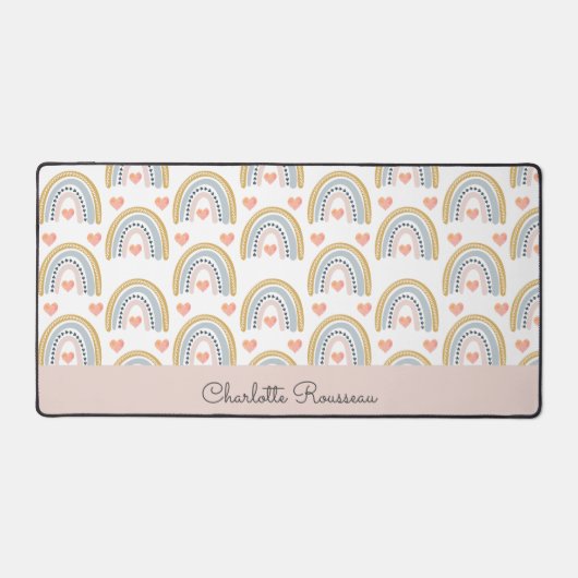 Gepersonaliseerd Boho Waterverf Rainbow-patroon Bureaumat (Voorkant)