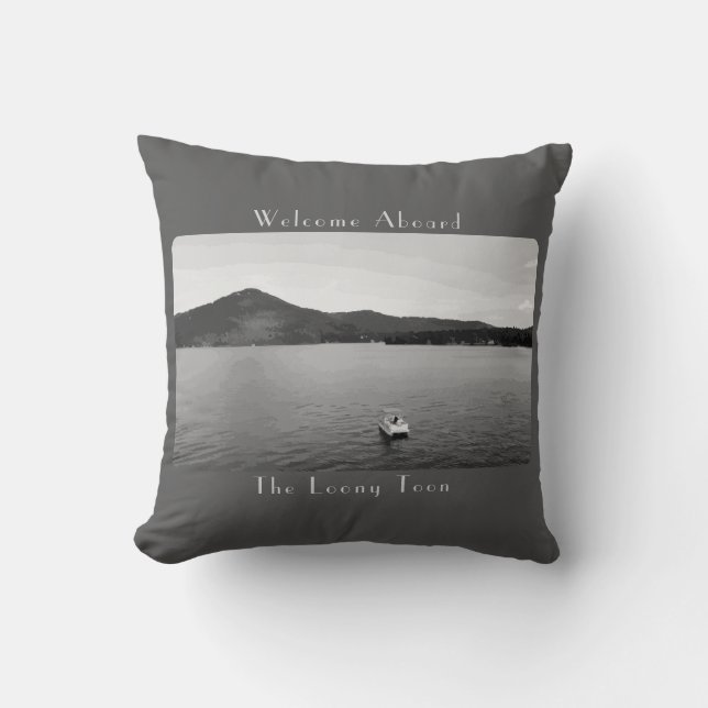 Gepersonaliseerd  bootdecor grijs ponton kussen (Voorkant)