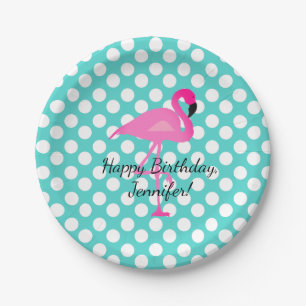 Gepersonaliseerd Bord van Flamingo en Polka Dots P