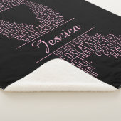 Gepersonaliseerd borstkankerlint zwart en roze sherpa deken (3/4)