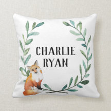 Gepersonaliseerd bos Fox en Wreath Pillow