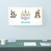 Gepersonaliseerd bos "Happy Birthday"-banner Spandoek (Beurs)