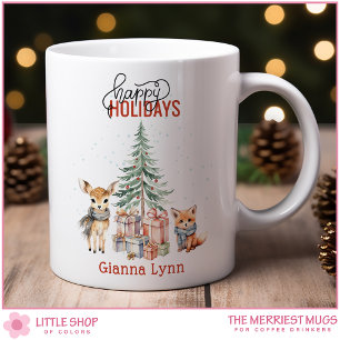 Gepersonaliseerd bosdieren Kerst Koffiemok
