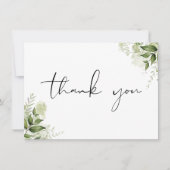 Gepersonaliseerd botanisch groen elegant script bedankkaart (Voorkant)