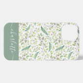 Gepersonaliseerd Botanisch Patroon van de Groene L iPhone Hoesje (Achterkant horizontaal)