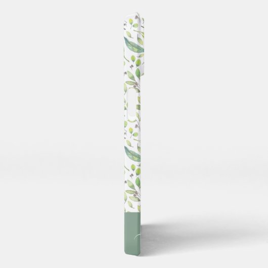 Gepersonaliseerd Botanisch Patroon van de Groene L iPhone Hoesje (Rechterkant)
