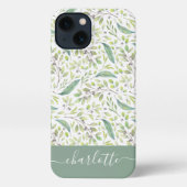Gepersonaliseerd Botanisch Patroon van de Groene L iPhone Hoesje (Achterkant)