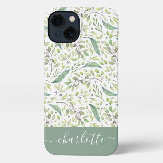 Gepersonaliseerd Botanisch Patroon van de Groene L iPhone Hoesje (Achterkant)
