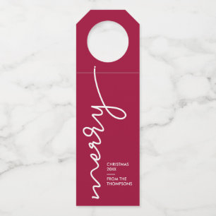 Gepersonaliseerd Bourgogne Red Snel kerstscript Flessenhanger