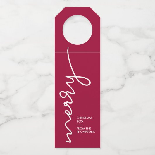 Gepersonaliseerd Bourgogne Red | Snel kerstscript Flessenhanger (Achterkant)