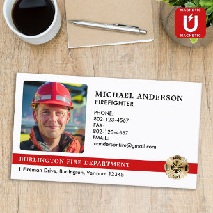 Gepersonaliseerd brandweer Logo brandweerman foto Magnetisch Visitekaartje