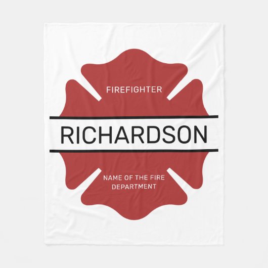 Gepersonaliseerd brandweerman rood Logo symbool Fleece Deken (Voorkant)
