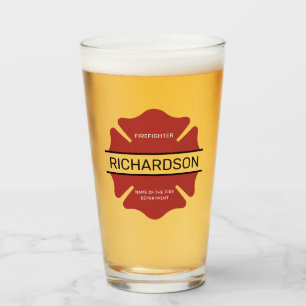 Gepersonaliseerd brandweerman rood Logo symbool Glas