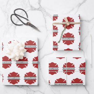 Gepersonaliseerd brandweerman rood Logo symbool Inpakpapier Vel