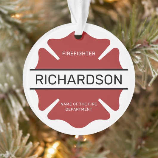 Gepersonaliseerd brandweerman rood Logo symbool Ornament (Boom)