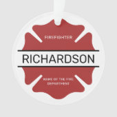 Gepersonaliseerd brandweerman rood Logo symbool Ornament (voorkant)