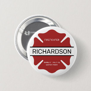 Gepersonaliseerd brandweerman rood Logo symbool Ronde Button 5,7 Cm
