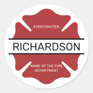 Gepersonaliseerd brandweerman rood Logo symbool Ronde Sticker