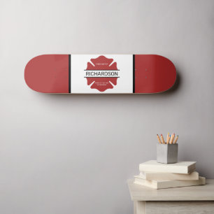 Gepersonaliseerd brandweerman rood Logo symbool Skateboard