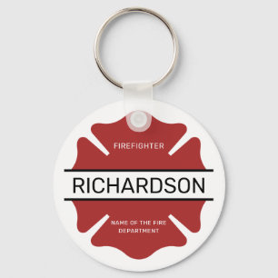 Gepersonaliseerd brandweerman rood Logo symbool Sleutelhanger