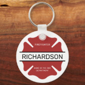 Gepersonaliseerd brandweerman rood Logo symbool Sleutelhanger (Achterkant)