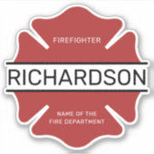 Gepersonaliseerd brandweerman rood Logo symbool Sticker (Voorkant)