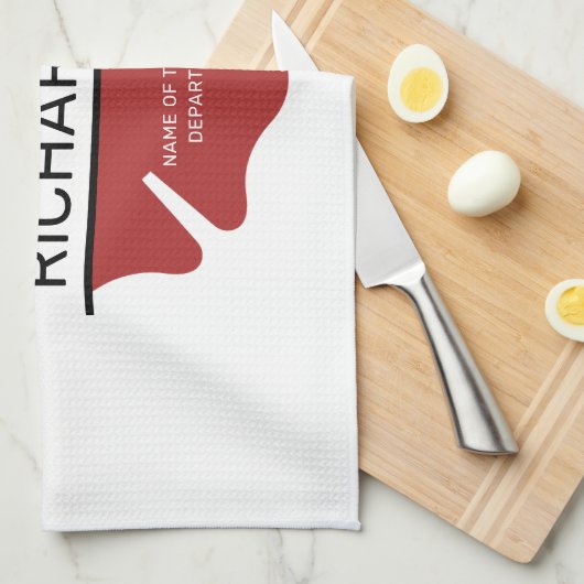 Gepersonaliseerd brandweerman rood Logo symbool Theedoek (Quarter Fold)