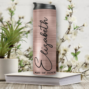 Gepersonaliseerd Bridesmaid Gifts Roos Gold Bride  Thermosbeker