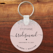 Gepersonaliseerd Bridesmaid Glitter confetti effec Sleutelhanger (Voorkant)