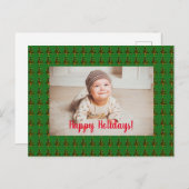 Gepersonaliseerd Briefkaart met groene kerstbomen (Voorkant / Achterkant)