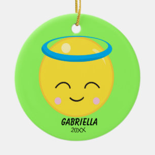 Gepersonaliseerd Bright Angel Emoji Ornament