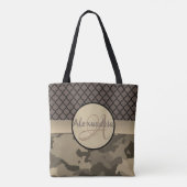Gepersonaliseerd Brown Camo Monogram Draagtas (Achterkant)