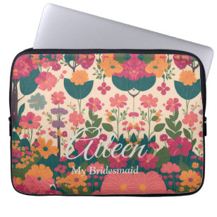 Gepersonaliseerd bruidsmeisje cadeau idee laptop sleeve